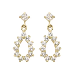 14k Gold Cubic Zirconia Teardrop Earrings