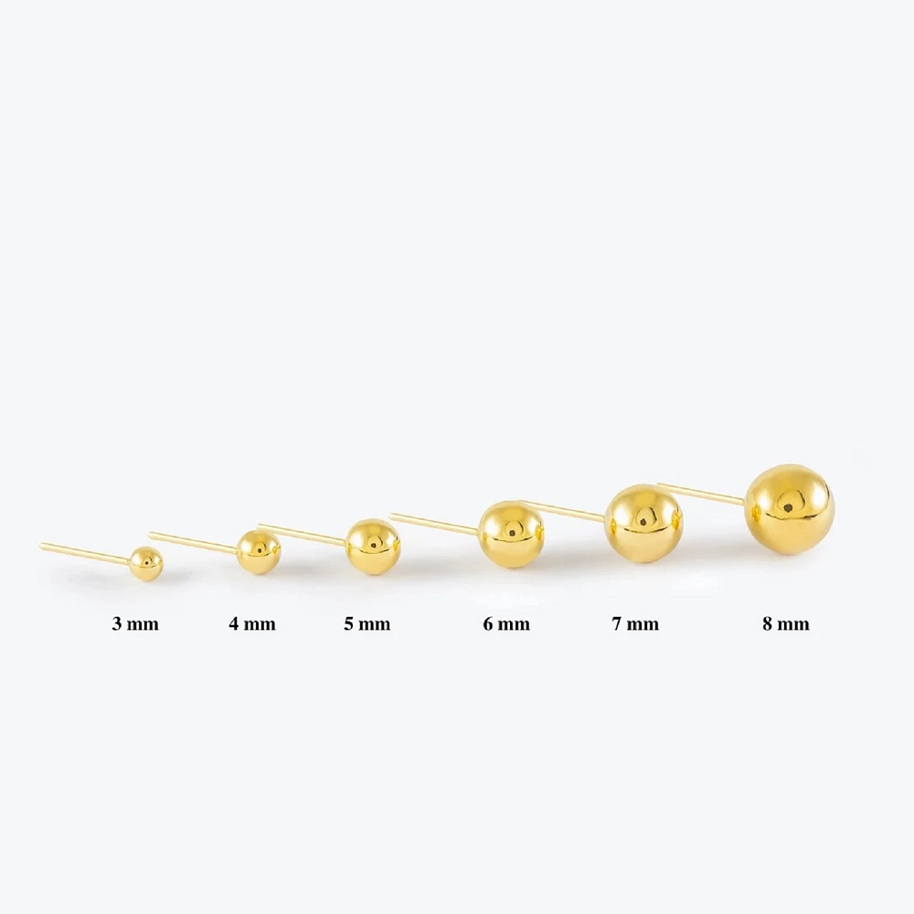 A&M 14k Gold Ball Stud Earrings - Image 4