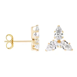 A&M 14k Gold Dainty Cubic Zirconia Cluster Stud Earrings