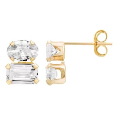 A&M 14k Gold Cubic Zirconia Cluster Earrings