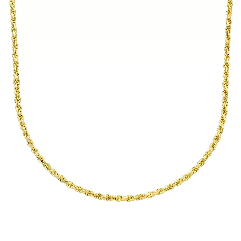 A&M 14k Gold 3 mm Rope Chain Necklace
