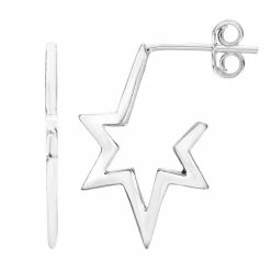 A&M Sterling Silver Half Star Earrings