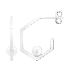 A&M Sterling Silver Honeycomb Hoop Earrings