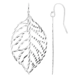 A&M Sterling Silver Hanging Leaf Dangle Earrings