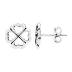 A&M Sterling Silver Open Clover Stud Earrings