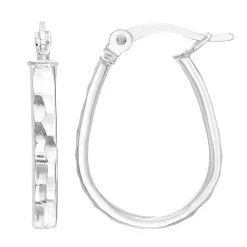 A&M Sterling Silver Textured Oval Hoops