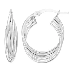 A&M Sterling Silver Multi Layered Hoop Earrings