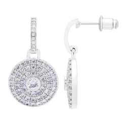 A&M Silver Tone Lavender Disk Earrings