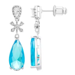 A&M Silver Tone Blue Topaz Accent Earrings