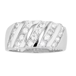 Sterling Silver 5 Row Crystal Ring