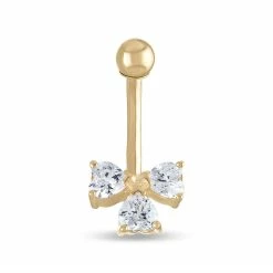 Amella Jewels 14k Gold Cubic Zirconia Belly Ring