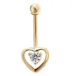 Amella Jewels 14k Gold Heart-Shaped Cubic Zirconia Belly Ring