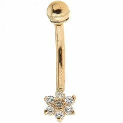 Amella Jewels 14k Gold Cubic Zirconia Flower Belly Ring