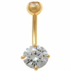 Amella Jewels 10K Gold Cubic Zirconia Solid Belly Ring