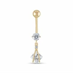 Amella Jewels 10k Gold Caged Cubic Zirconia Belly Ring