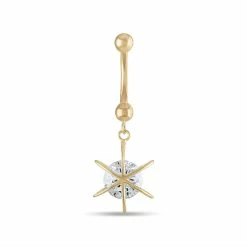 Amella Jewels 10k Gold Caged Cubic Zirconia Belly Ring