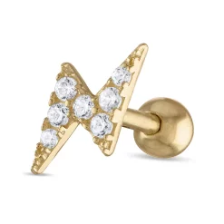 Amella Jewels 10k Gold Cubic Zirconia Lightning Bolt Stud Earring