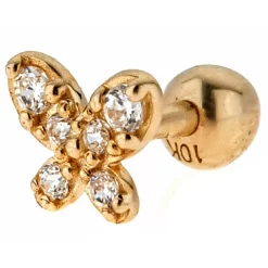Amella Jewels 10k Gold Cubic Zirconia Butterfly Stud