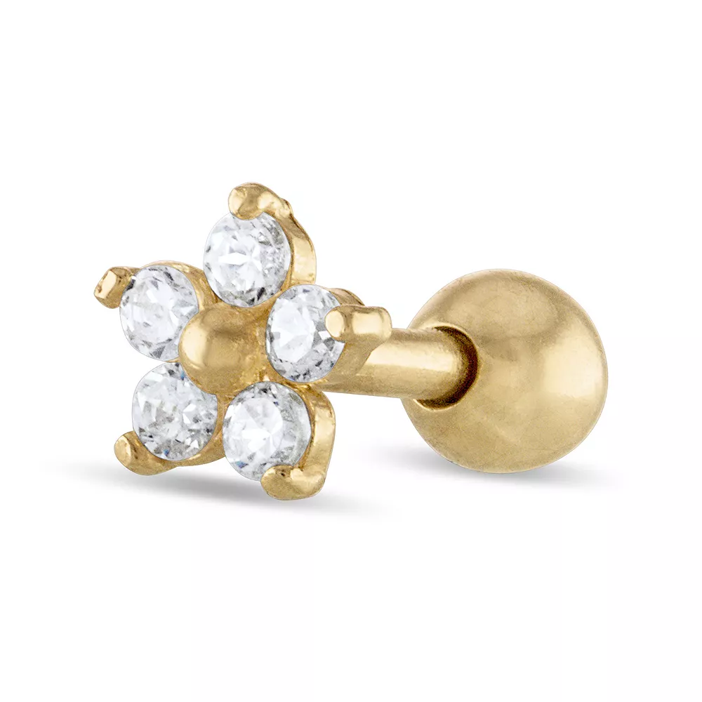 Amella Jewels 10k Gold Cubic Zirconia Flower Cartilage Ring