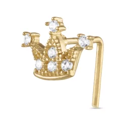 Amella Jewels 10k Gold Cubic Zirconia Crown L-Post Nose Stud