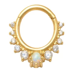 Amella Jewels 10K Gold Opal & Cubic Zirconia Septum Clicker Nose Ring