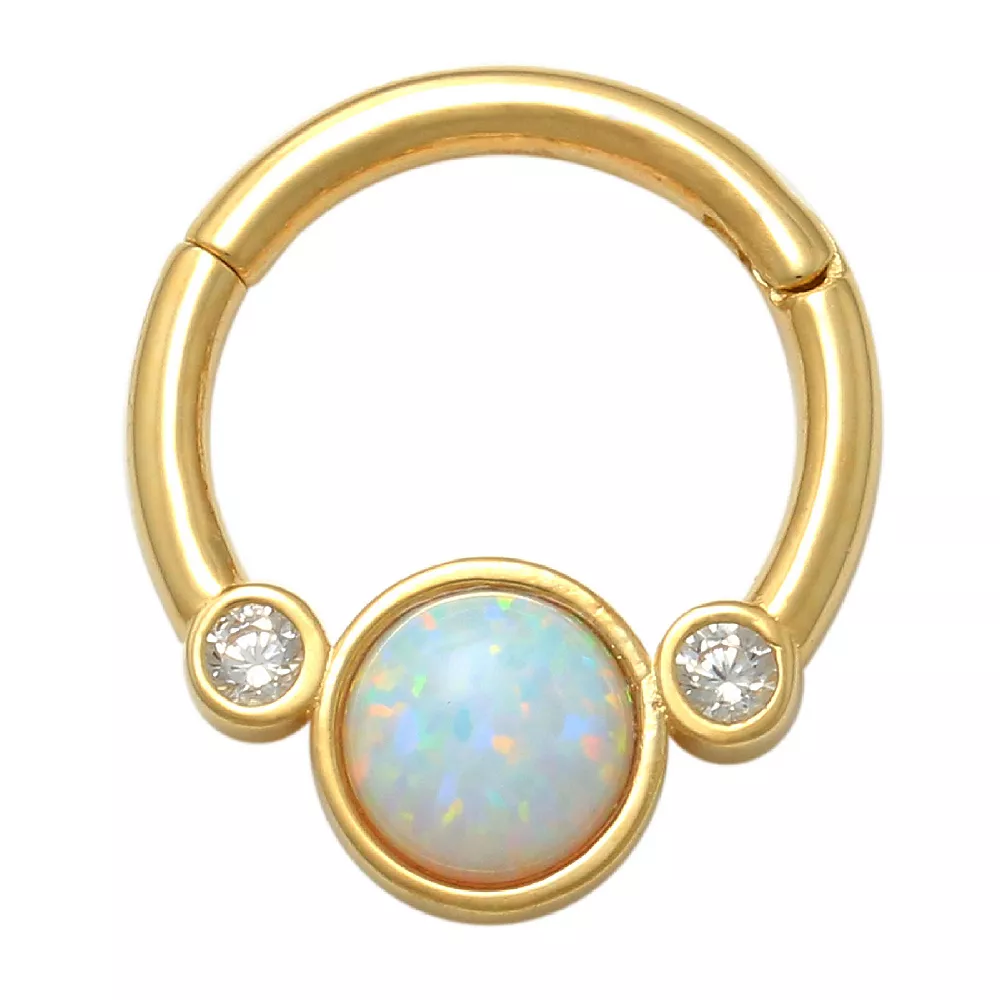 Amella Jewels 10K Gold With Opal & Cubic Zirconia Solid Clicker Nose Ring