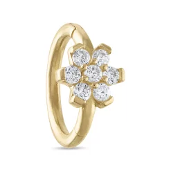 Amella Jewels 10k Gold Cubic Zirconia Flower Septum Clicker Nose Ring