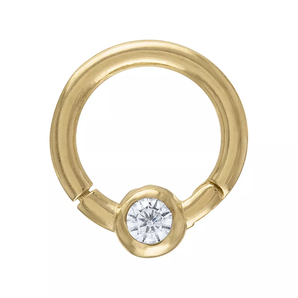 Amella Jewels 10k Gold Cubic Zirconia Clicker Septum Nose Ring