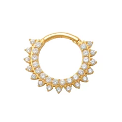 Amella Jewels 10K Gold Cubic Zirconia Spiked Septum Nose Ring