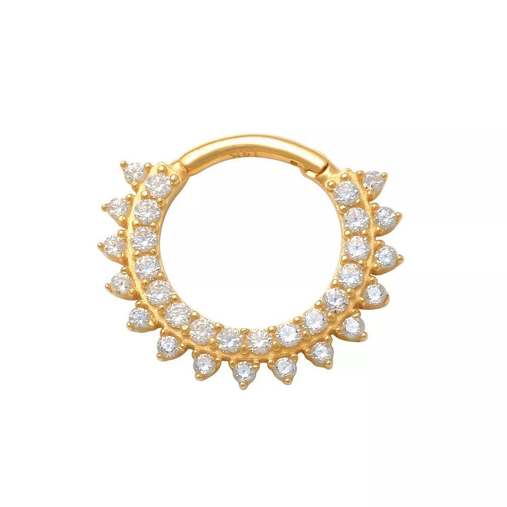 Amella Jewels 10K Gold Cubic Zirconia Spiked Septum Nose Ring