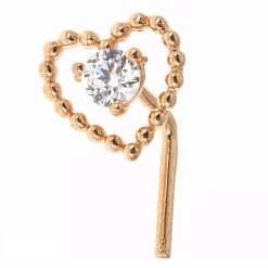 Amella Jewels 10k Gold Cubic Zirconia Heart L-Post Nose Ring