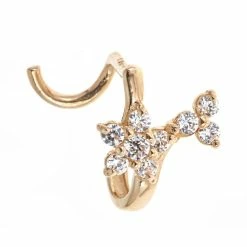 Amella Jewels 10k Gold Cubic Zirconia Flower U-Post Nose Ring