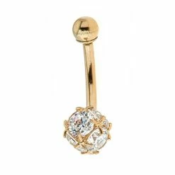 Amella Jewels 14k Gold Cubic Zirconia Belly Ring