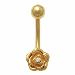 Amella Jewels 10k Gold Belly Ring With Flower Design